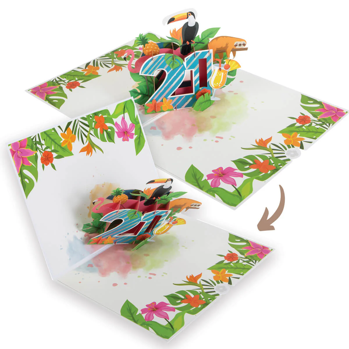 21st Birthday Tropical Pop Up Card - Image 3