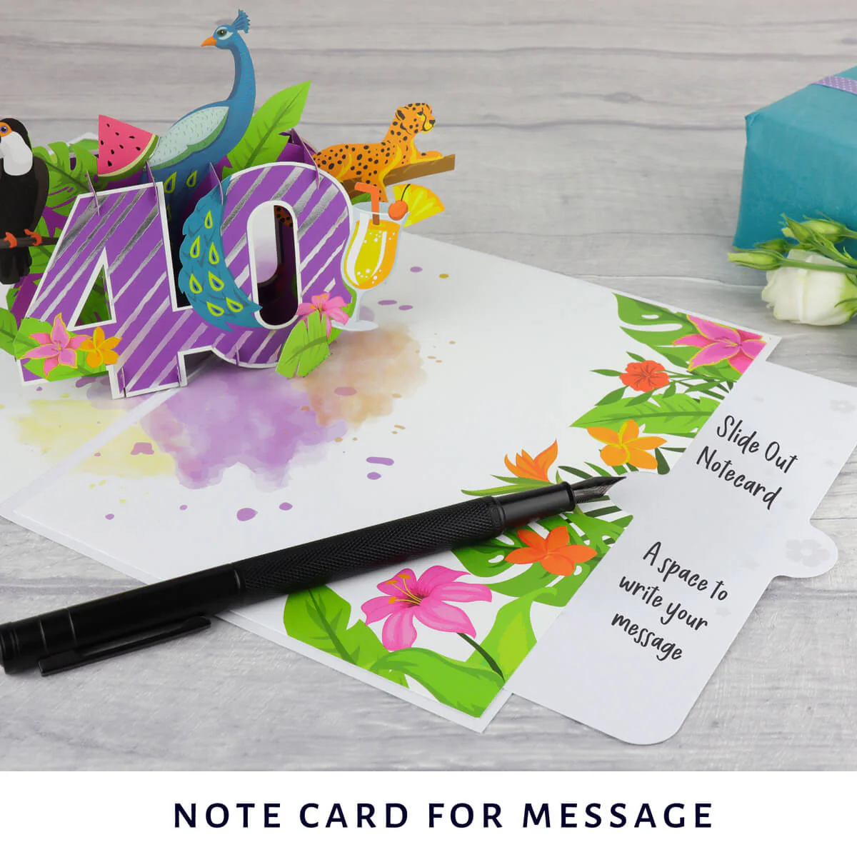 40th Birthday Tropical Pop Up Card - Image 5