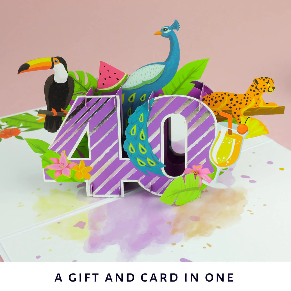 40th Birthday Tropical Pop Up Card - Image 8