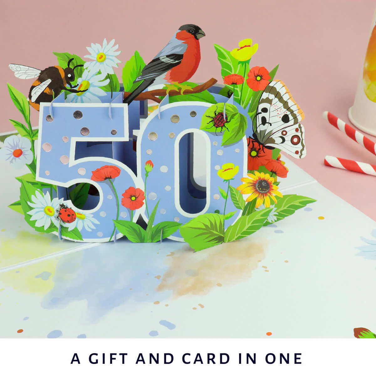 50th Birthday Floral Pop Up Card - Image 8