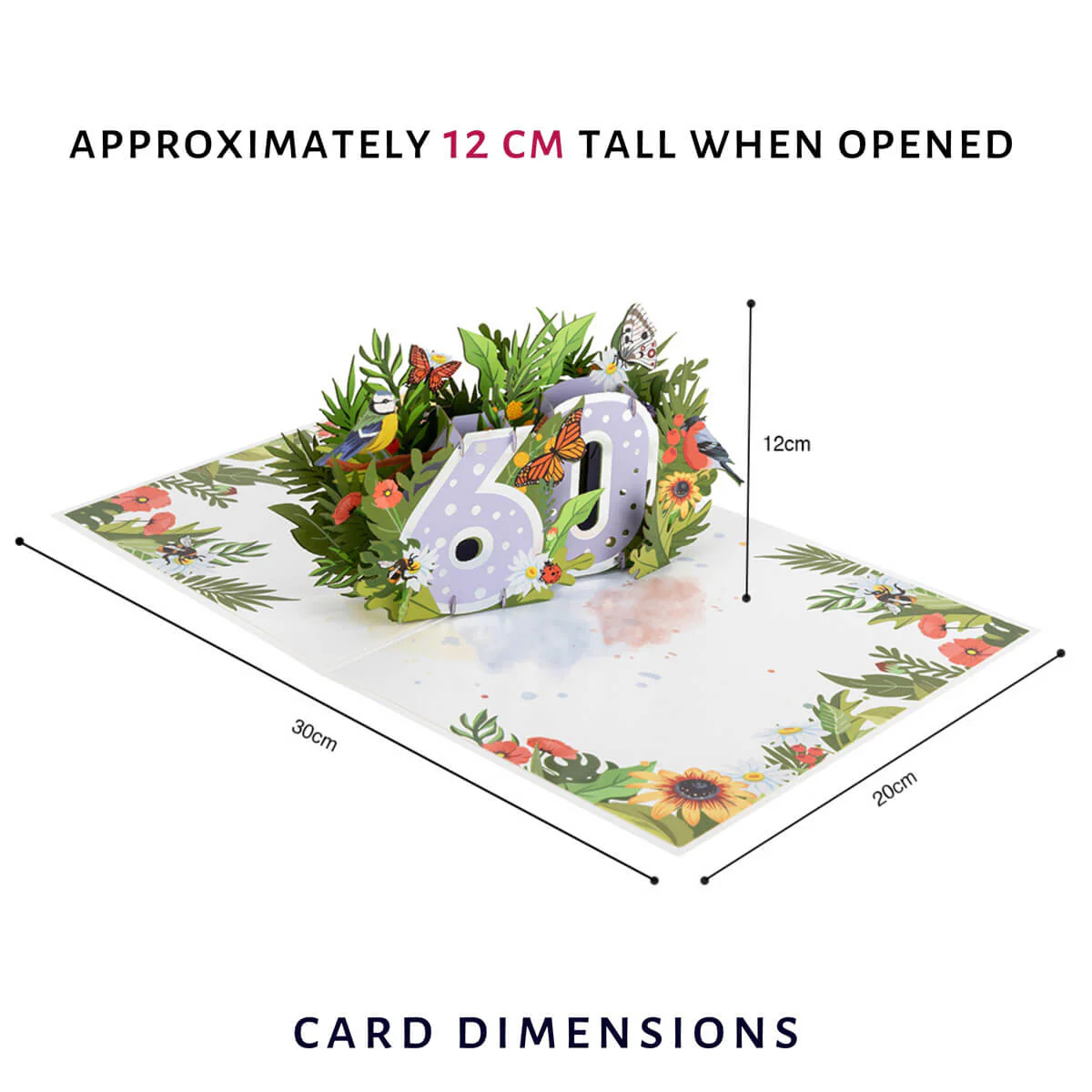 60th Birthday Floral Pop Up Card - Image 4