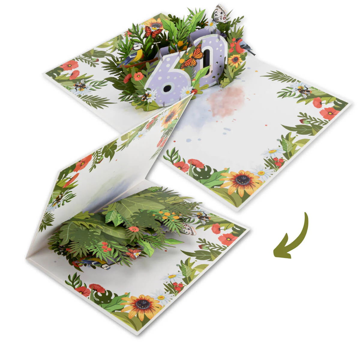60th Birthday Floral Pop Up Card - Image 6