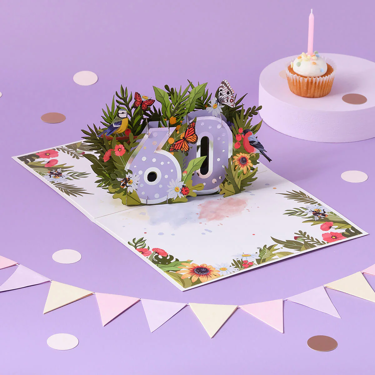 60th Birthday Floral Pop Up Card - Image 7