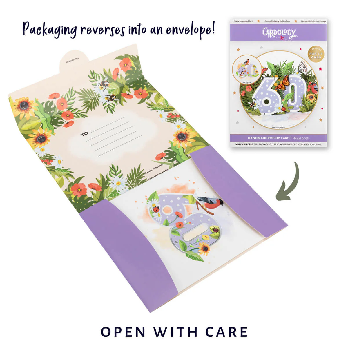 60th Birthday Floral Pop Up Card - Image 8
