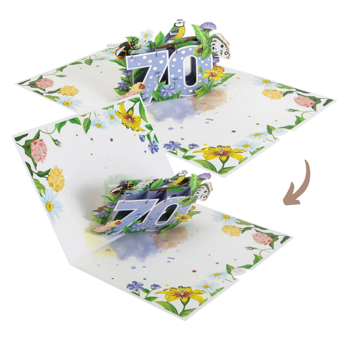 70th Birthday Floral Pop Up Card - Image 3