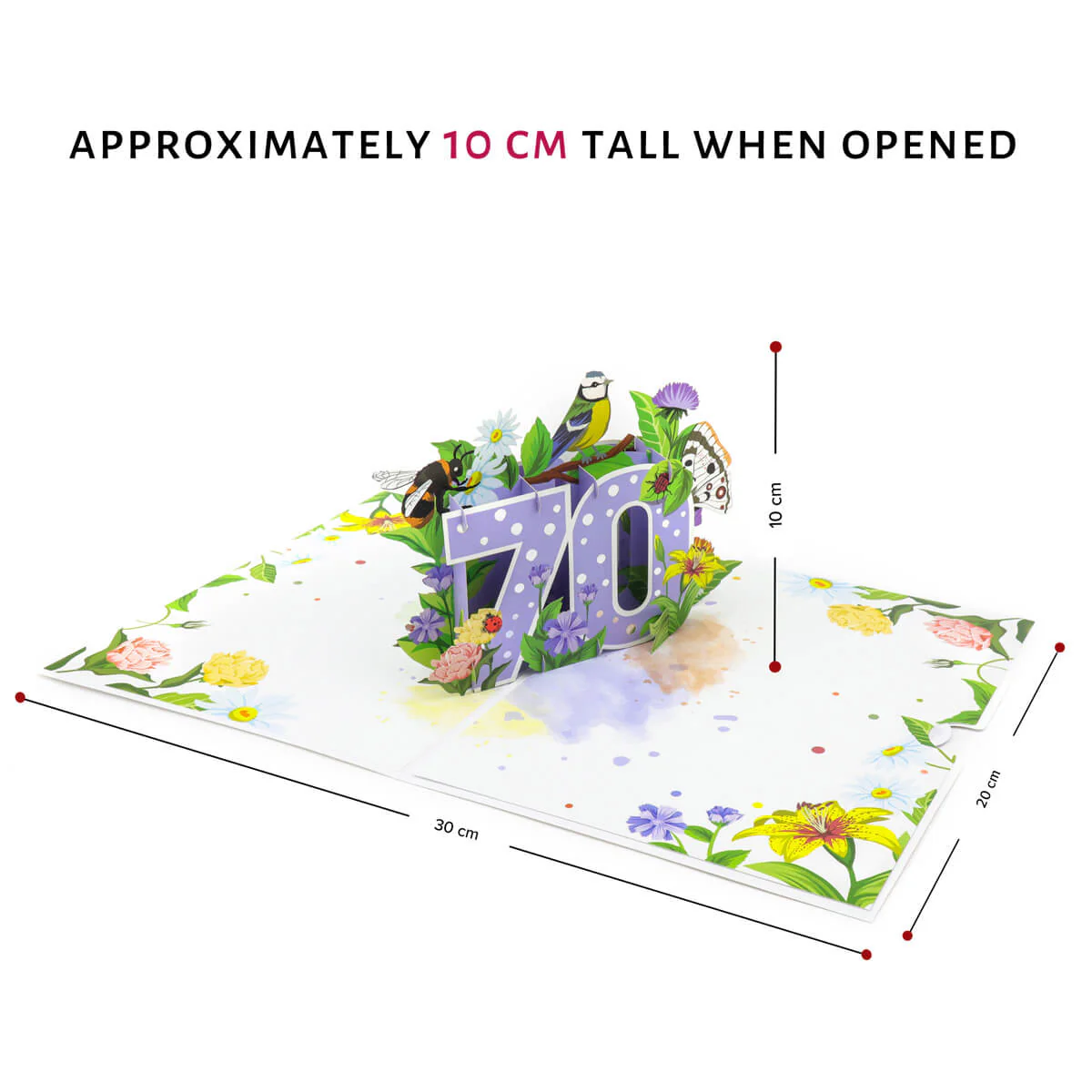 70th Birthday Floral Pop Up Card - Image 4