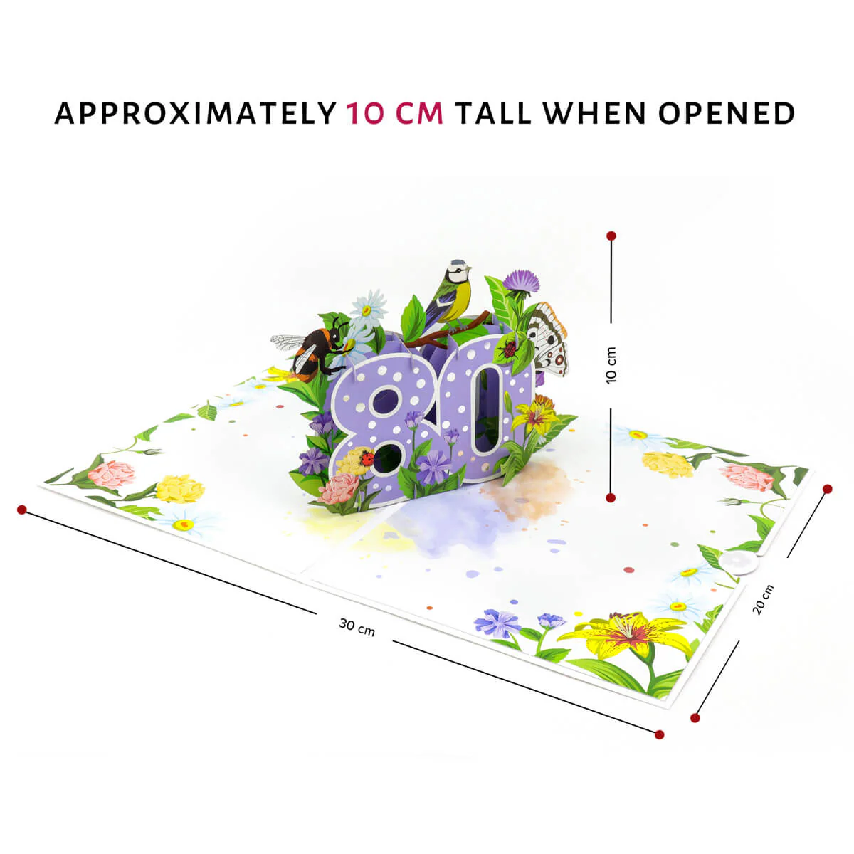 80th Birthday Floral Pop Up Card - Image 4
