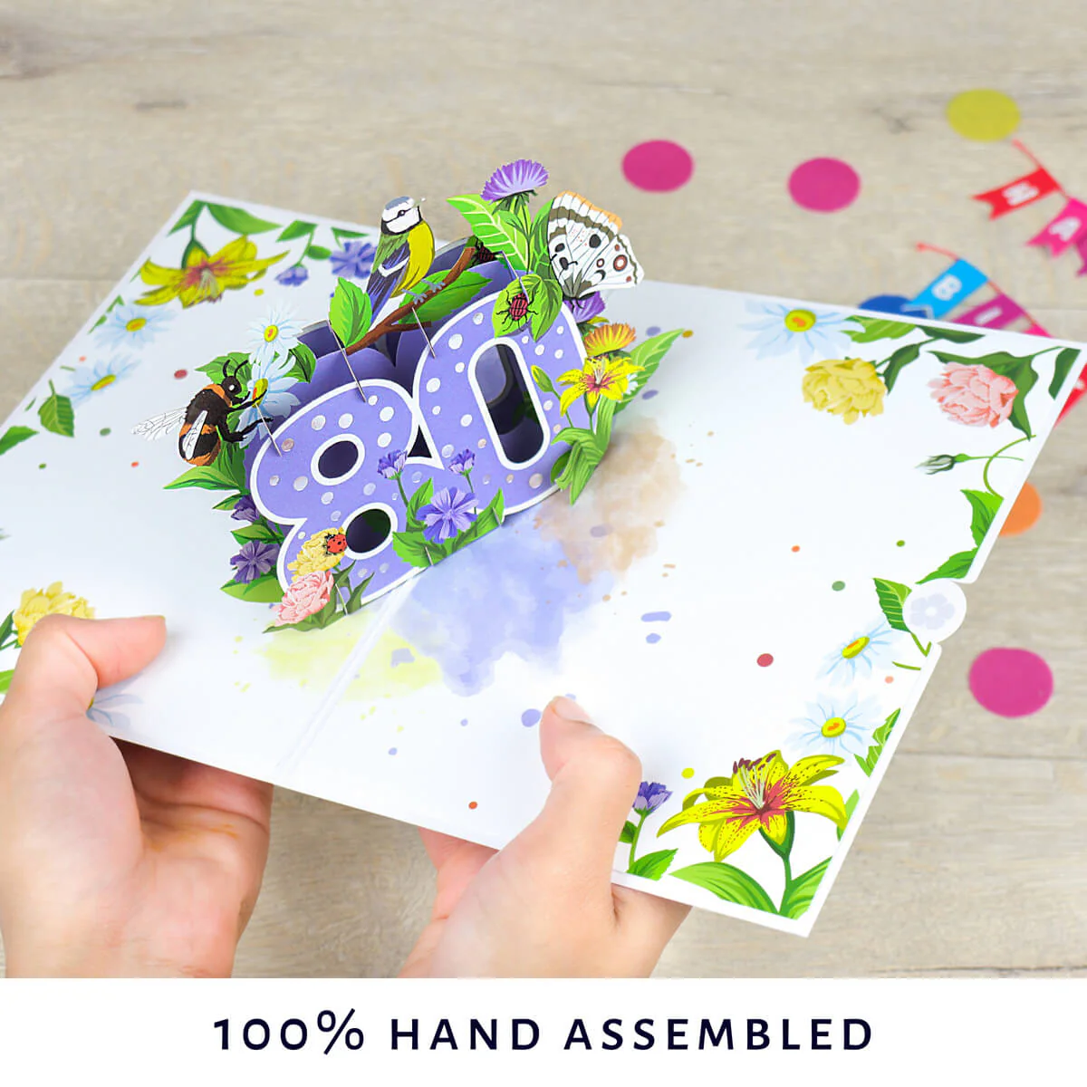 80th Birthday Floral Pop Up Card - Image 6