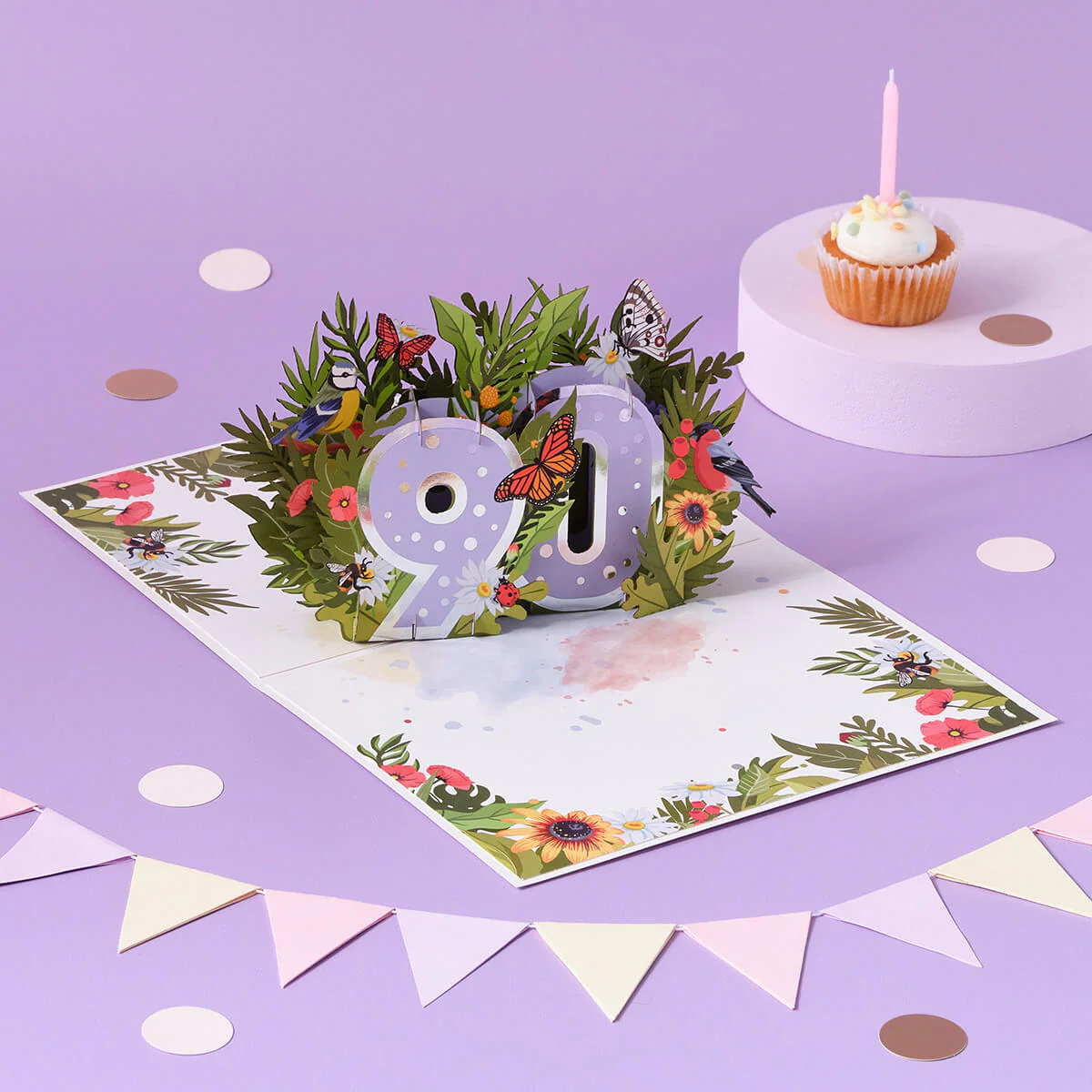 90th Birthday Floral Pop Up Card - Image 6