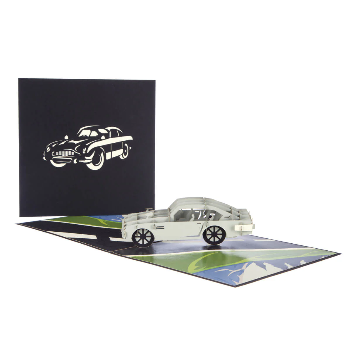 Silver Classic Car Pop Up Card - Image 3