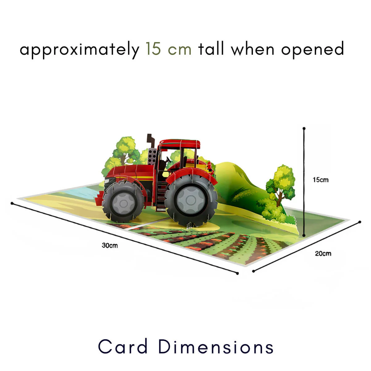 Red Vintage Tractor Pop Up Card - Image 3