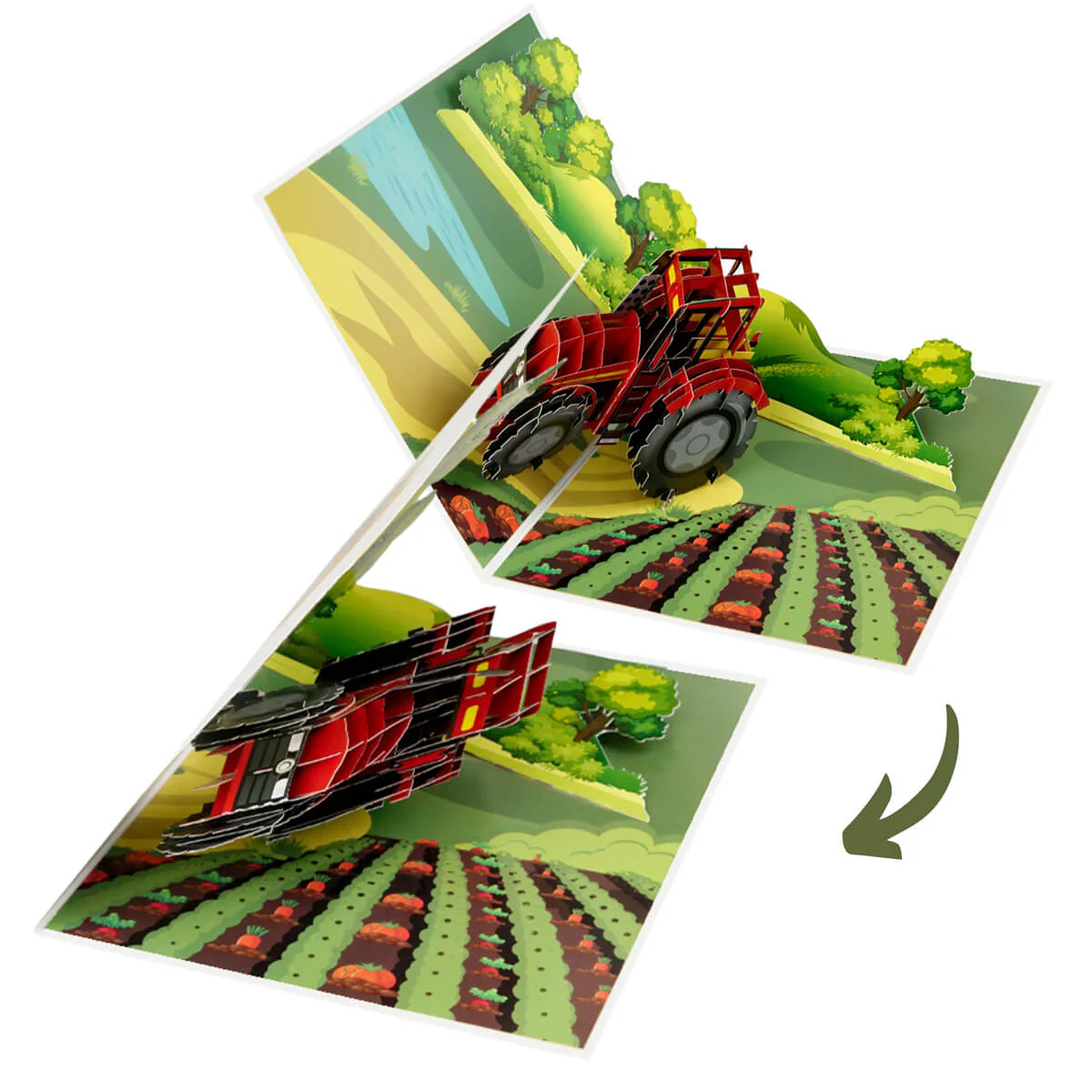 Red Vintage Tractor Pop Up Card - Image 4