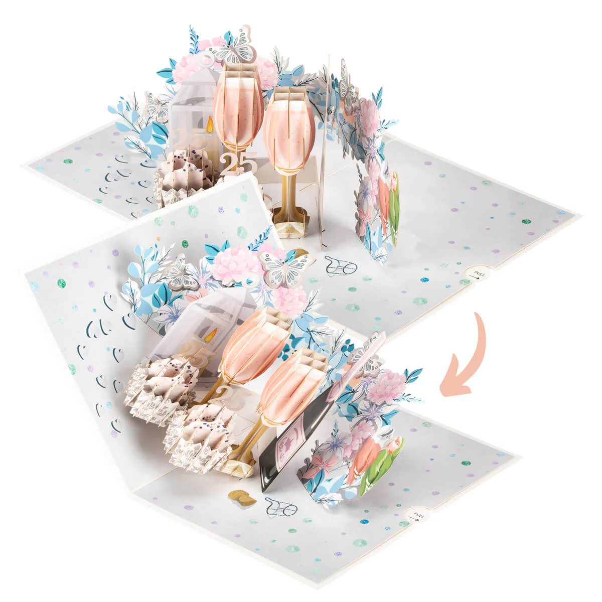 Silver Wedding Pop Up Card - Image 6