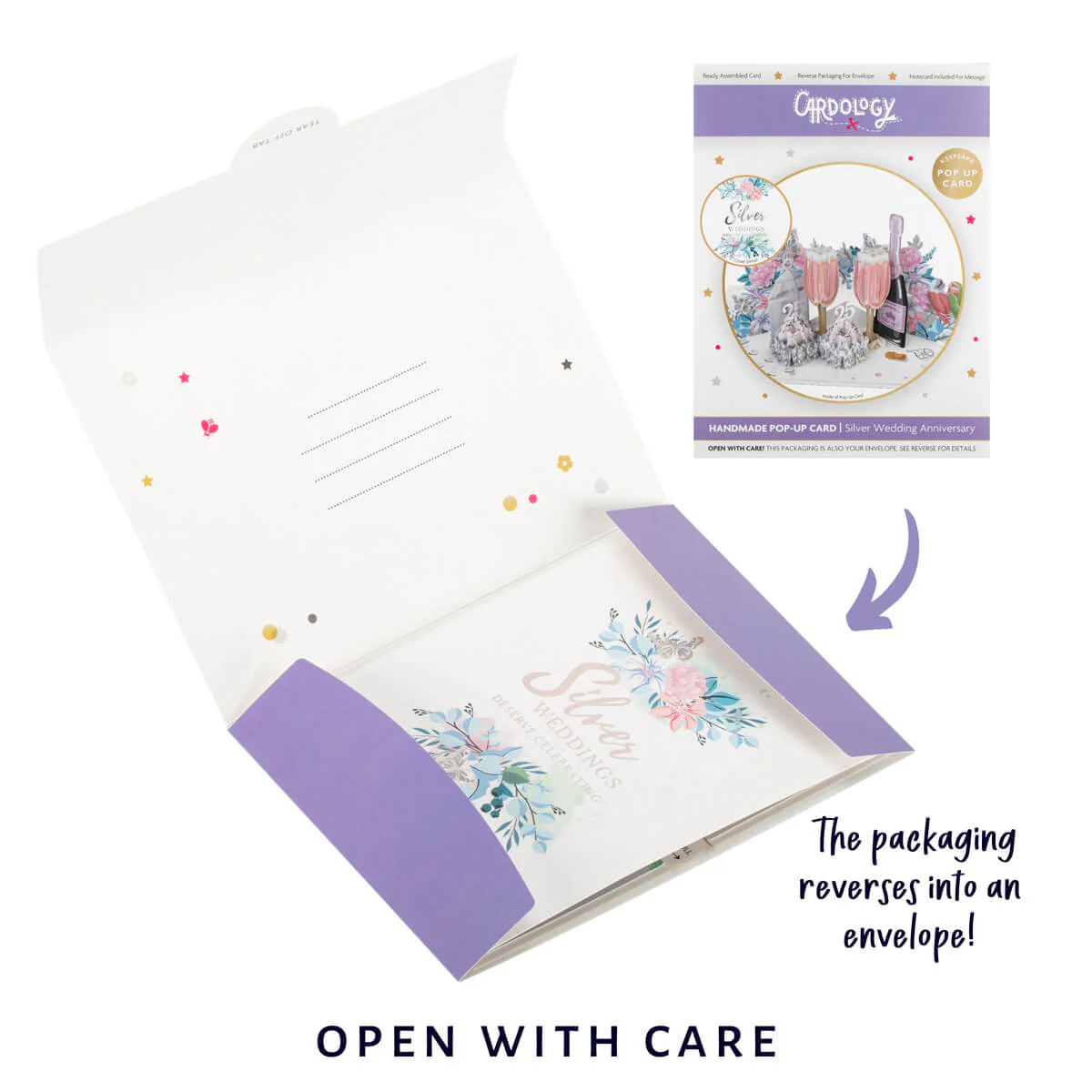 Silver Wedding Pop Up Card - Image 7